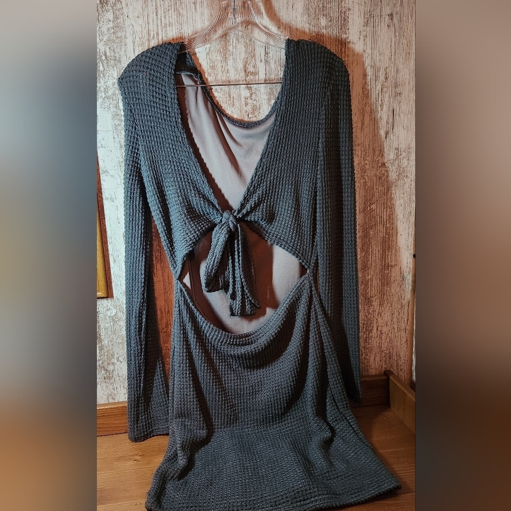 Source Unknown Charcoal Knit Midi Dress